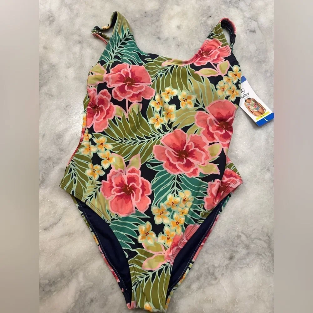 Hurley Women's Caribbean Dreamin One Piece Swimsuit, Size L
